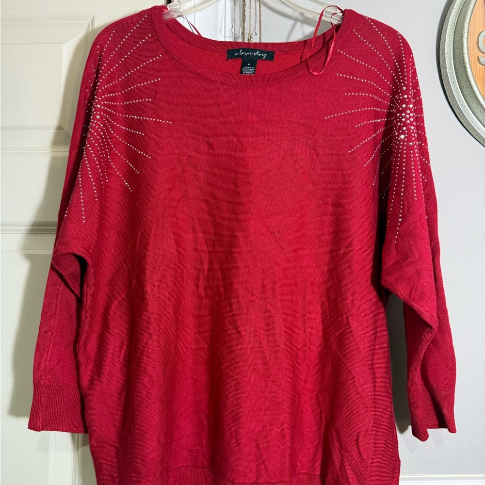 A love story Red Women's Embellished Sweater